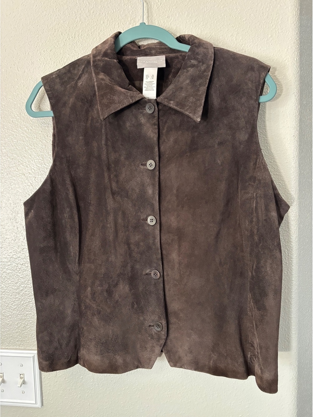 Vintage 90s Liz Claiborne Brown Suede Vest XL LCMU5793